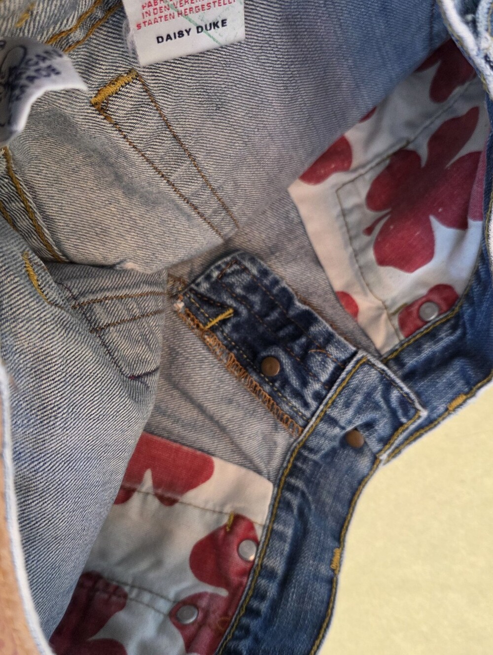 Lucky Brand Daisy Duke Jean Denim Short 26 Button Fly MADE IN USA Frayed Cutoffs - Picture 12 of 14